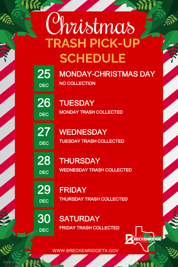 Christmas 2023 Trash Schedule